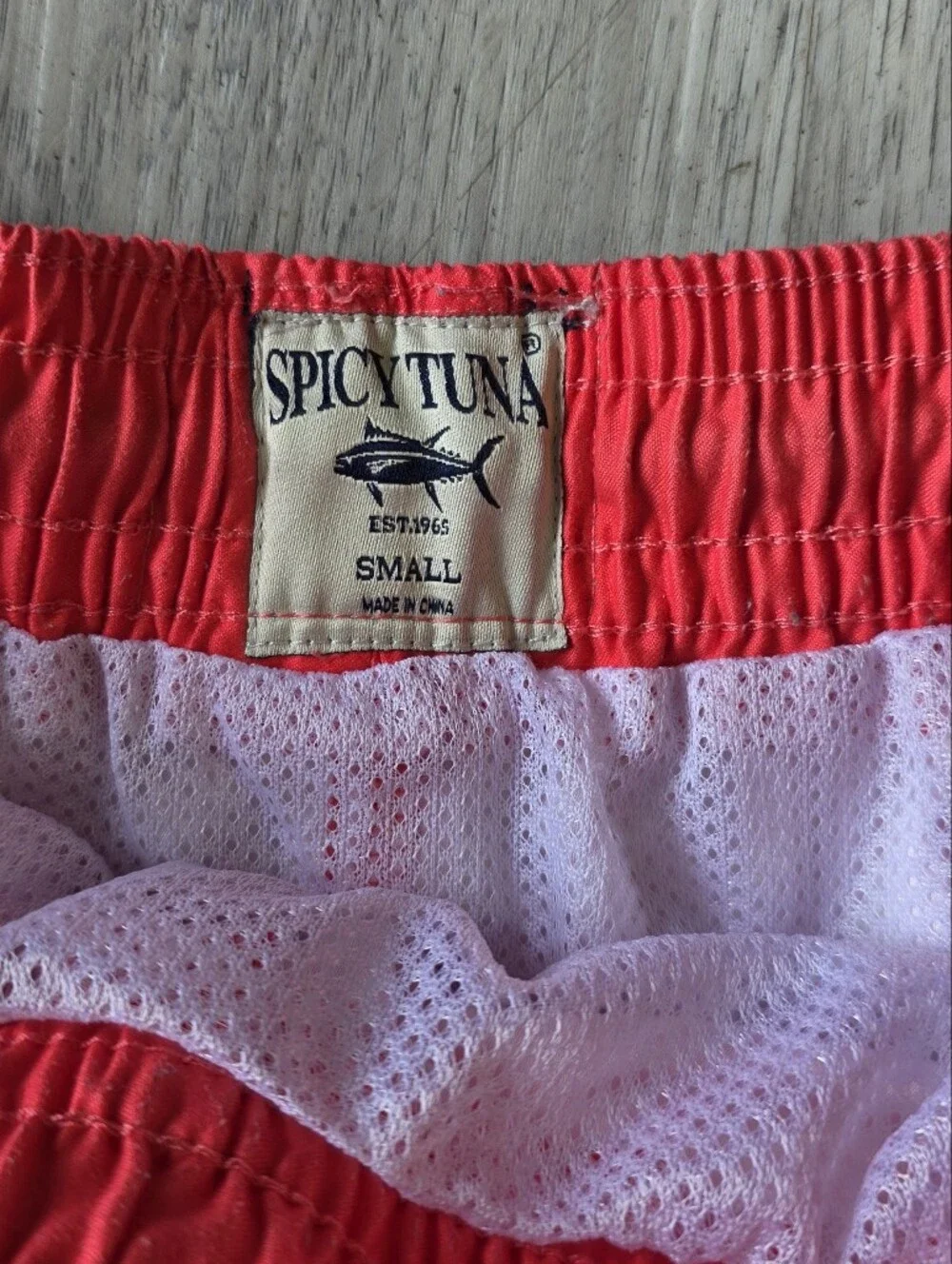 Spicy Tuna Men’s Small Pink Palm Leaf Swim Trunks 6” Inseam Lined Beach Shorts